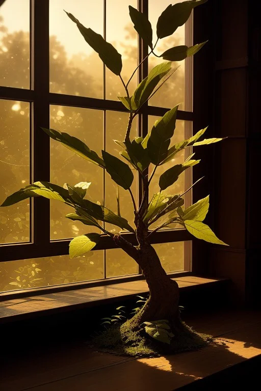 A Tree Whose Leaves Are Tiny Floating Windows, Golden Hour L...