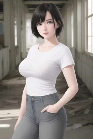 Professional Photo, Jeans, Gray Tshirt, Beautiful Girl1.2, P... — Stable Diffusion AI Prompt: Professional Photo, (jeans), ((gray tshirt)), (beautiful girl:1.2), (pale white...
