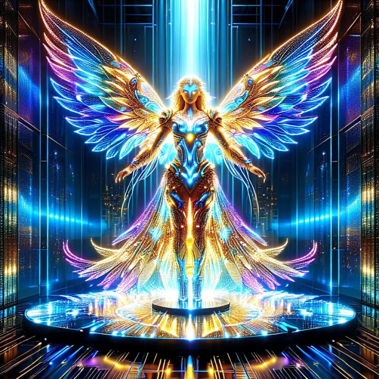 Led, Colorful Led Lights, A High-fantasy Cybernetic Angel Wi...