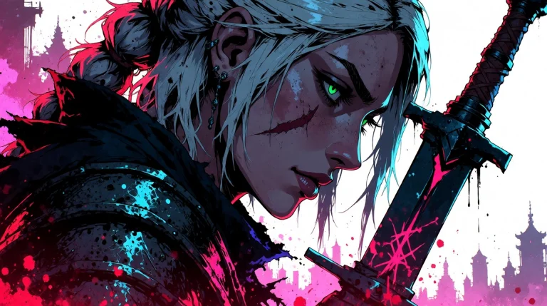 This Is A Digital Artwork Of A Woman, Render In A High-contr...