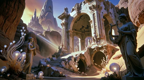 A Wide Anamorphic Cinema Still Capturing The Haunting Grande... — Stable Diffusion AI Prompt: A wide anamorphic cinema still capturing the haunting grandeur of Sad King Billy...