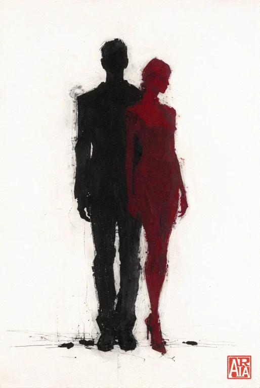 Final Cinematic Frame. The Same Masculine Figure With Broad...