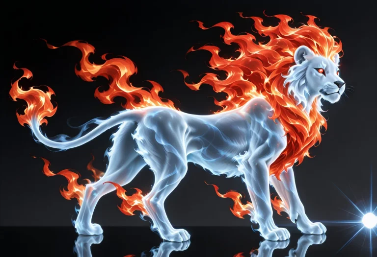 Fullbody Back View, Ghost Lion From The Back, Only The Fiery...