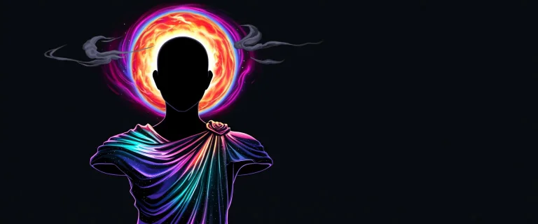 A Vertical Bust Portrait Of A Faceless Humanoid Silhouette P...