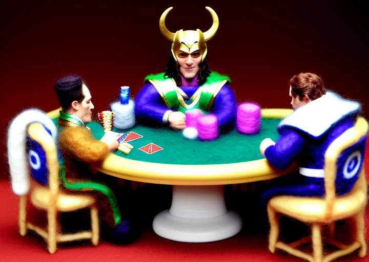 Miniwool, Loki Of Avengers Playing Poker, Intricate Detail,...