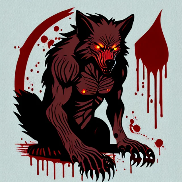 A Werewolf Hybrid With Dripping Blood1.2 , T-shirt Logo In T...