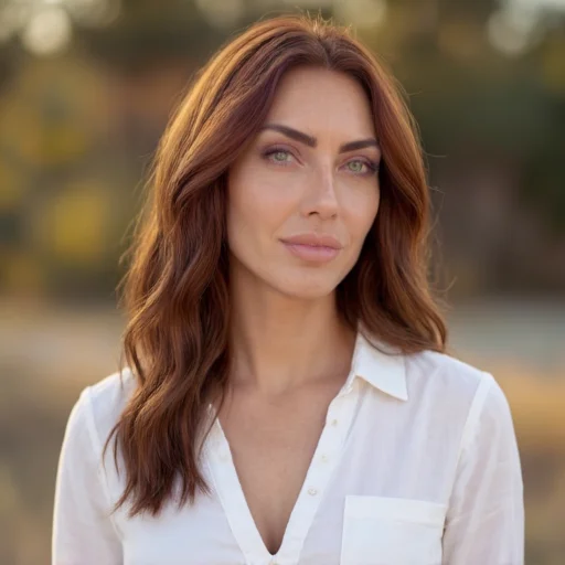 Ginevralex, Half Body Portrait, White Blouse, Relaxed Expres...