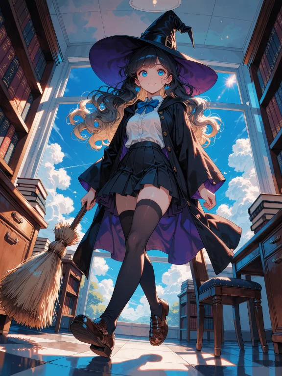 Masterpiece, Best Quality, Score9,1girl, Broom, Witch Hat, S...