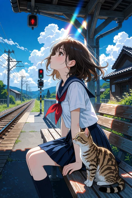 Masterpiece, Very Aesthetic, Girl In School Uniform A Brown...