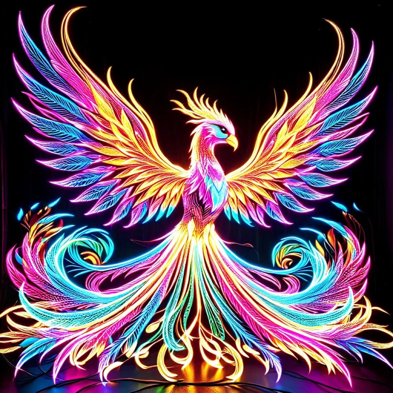 Led, Colorful Led Lights, A Legendary Phoenix Made Of Blazin...