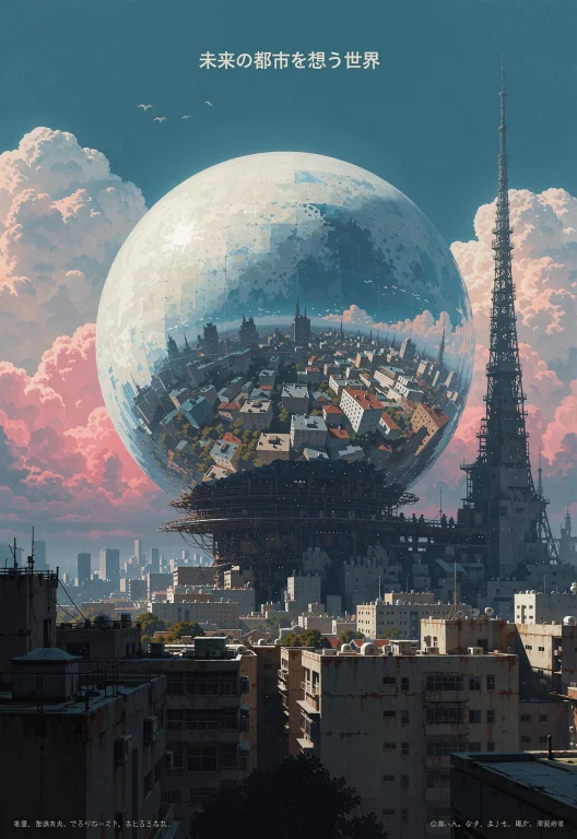 This Is A Digital Post-apocalyptic Cityscape. The Image Feat...