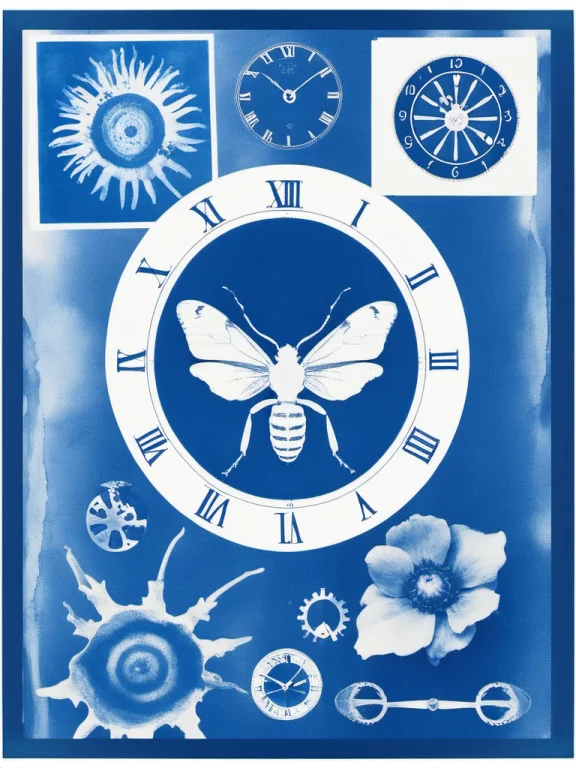 Cyanotype,a Photogram Cyanotype Composition On An A4 Sheet F...