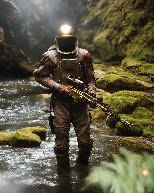 Classicnegative Photo, A Space Soldier Wearing A Grey Space...
