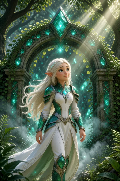 Beautiful Young Elven Guardian, Long Flowing Platinum Blonde...