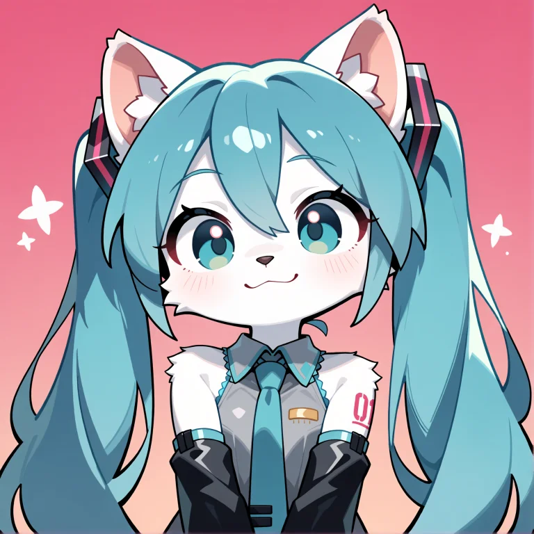 1girl, Furry, Hatsune Miku, Animal Ears, Owo1.1, Cute, Chibi...