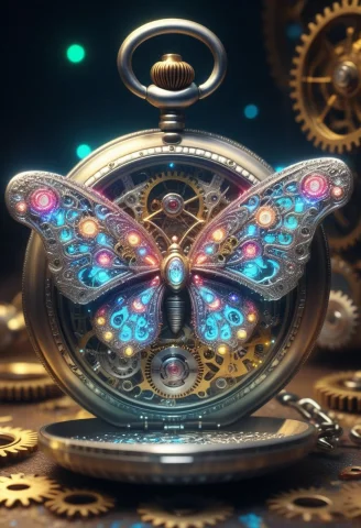 8k, Raw Digital Photo, High Quality, An Antique Pocket Watch... — SDXL AI Prompt: 8k, Raw digital photo, high quality, an antique pocket watch with a luminous but...