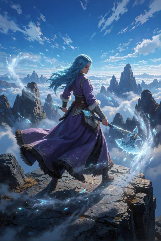 . She Stands Atop A Rocky Outcrop Overlooking An Endless Sea...