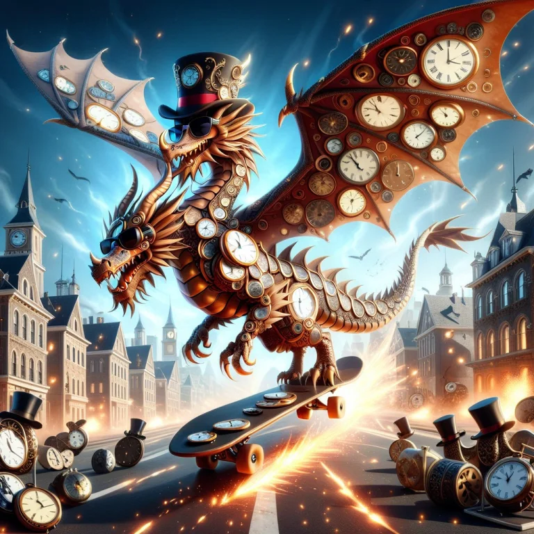 Clocks, Clock World, A Dragon With Wings Made Out Of Clocks...