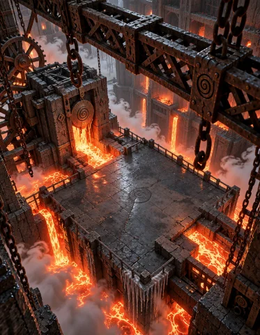 3xpl0r3 Dung30n, Photorealistic, Same Dwarven Magma Forge, P... — Stable Diffusion AI Prompt: 3xpl0r3 dung30n, photorealistic, same dwarven magma forge, plunging view from an...