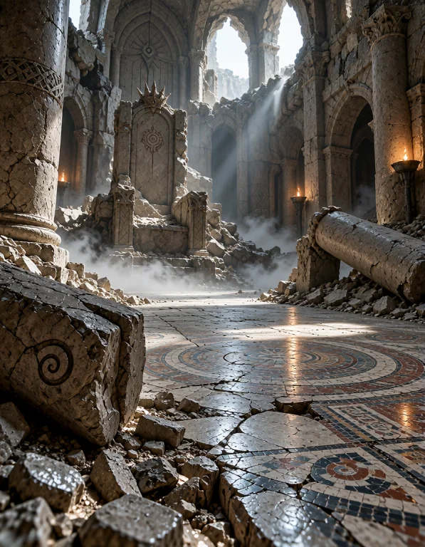 3xpl0r3 Dung30n, Photorealistic, The Same Colossal Ruined Th...