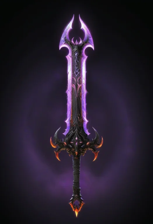 Greatsword, Steel, Purple Hande, Long, Wide, Demonic, Crude,...