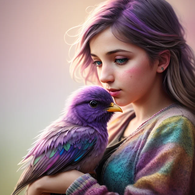 Purple Chick Burping Rainbow, Realistic, Ultra Hd, 8k, Hdr,...