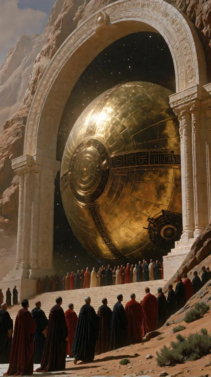 A Colossal, Intricately Detailed Golden Sphere Dominates The...