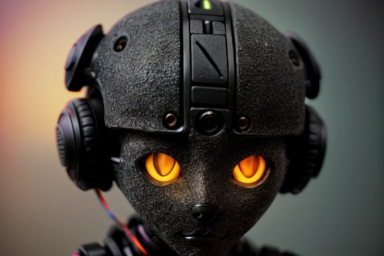 A Cat, Black Dummy Without A Face, With Mechanical Brains In...
