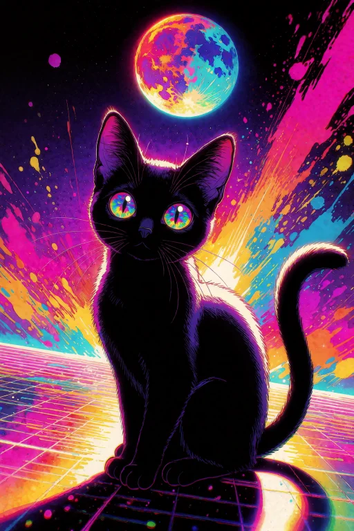 A Hyper Synthwave Digital Illustration Of Nijisis, An Anime-...