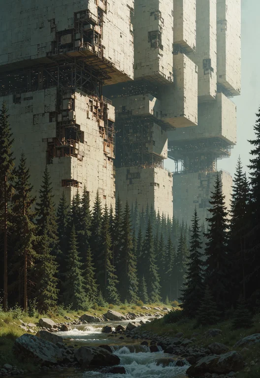 The Image Depicts A Futuristic, Post-apocalyptic Landscape F...