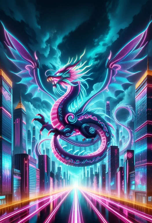 A Colossal Ancient Dragon Made Entirely From Living Neon Lig...
