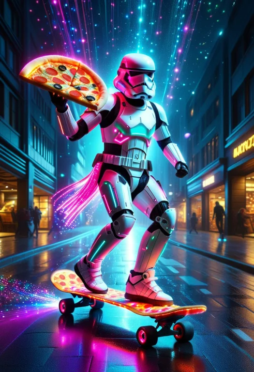 A Clumsy Stormtrooper Doing A Kickflip On A Skateboard While...