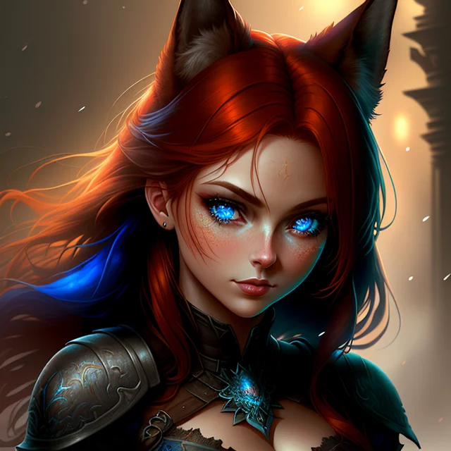 A Redhead Fox-girl With Blue Eyes, Dark Shot1.17, Epic Reali...