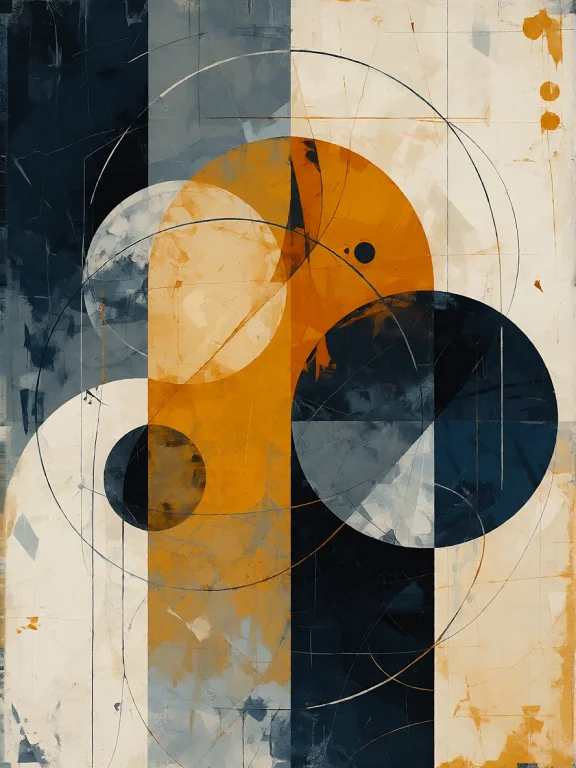 A Minimalist Mid-century Modern Geometric Illustration Featu...
