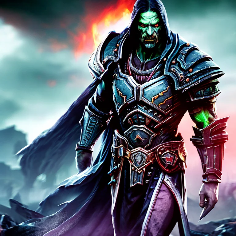 A World Of Warcraft Death Knight With His Hand On His Hip He...