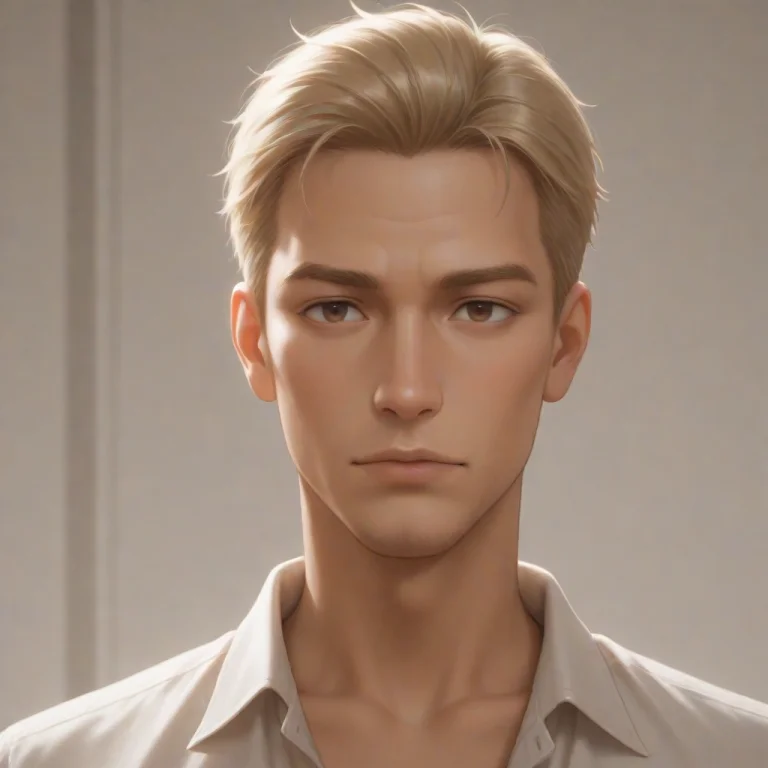 1boy, Adult, Blondehair, Shorthair, Browneyes