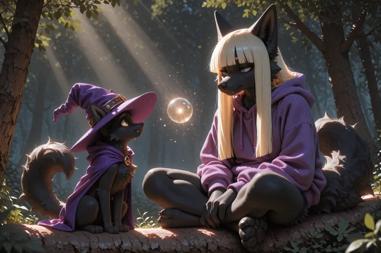 Dfl1sa, An Anthropomorphic Wolf Girl With Solid Black Fur, L...