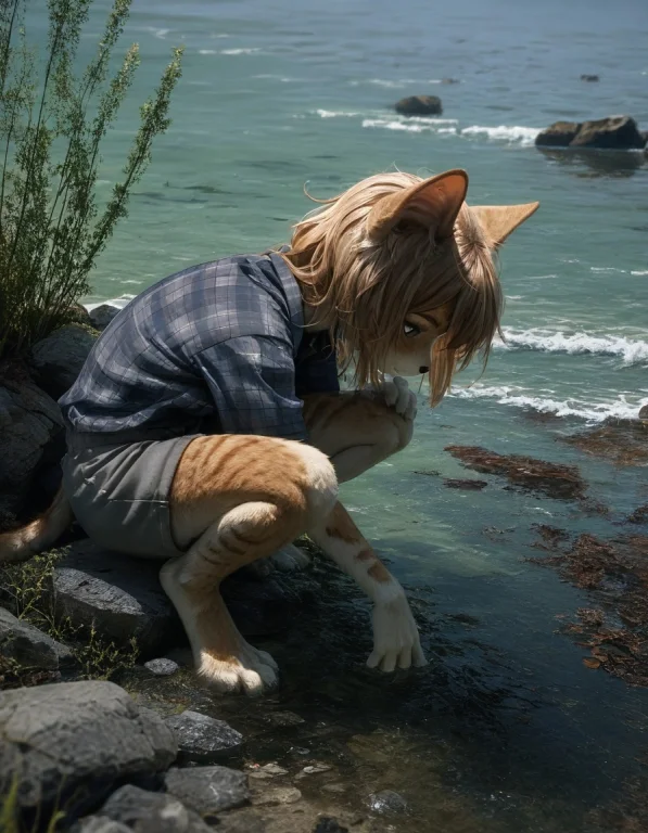 On Rock, Crouching, Portrait, Closeup, Face, In Water, Furry...