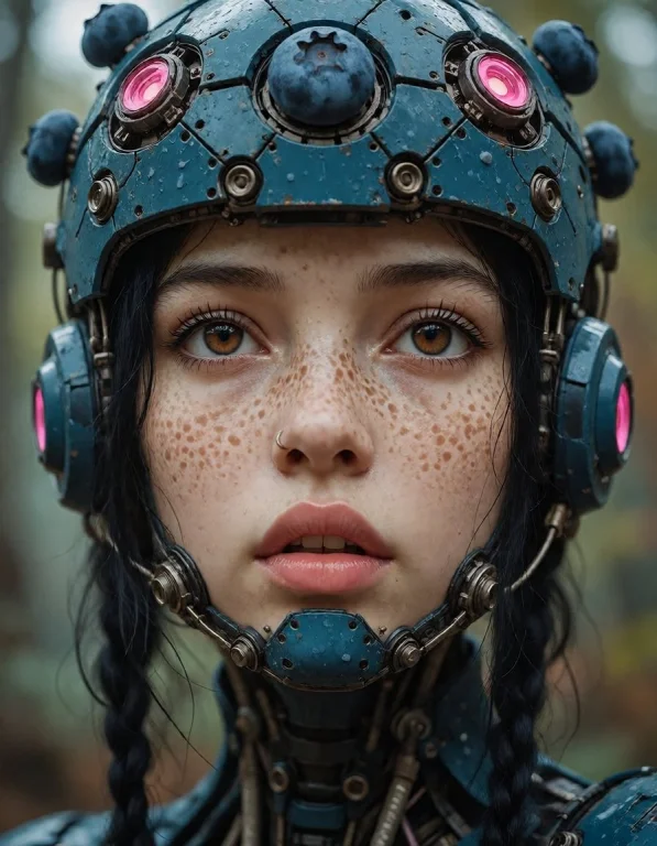 1girl, Solo, Brown Eyes, Parted Lips, Blueberry Helmet, Frec...