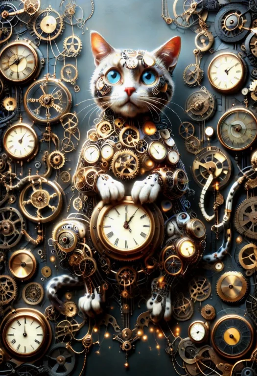 A Orb Made Of Clockstyle, Clock Faces, Metal Gears, Brass Co...