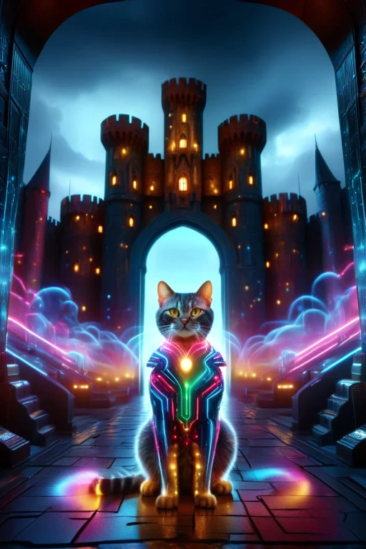 A Shiny Cat In A Business Suit Is Standing In The Entrance O...
