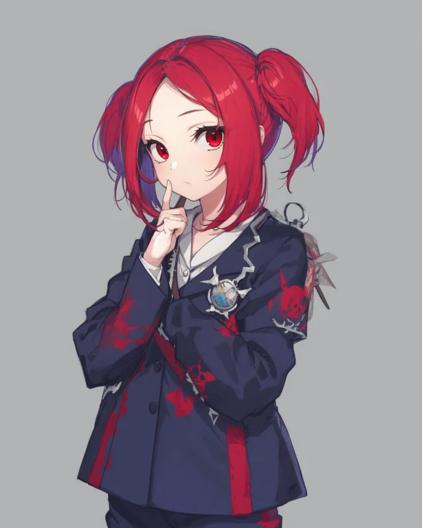1girl, Tgu, Red Hair, Red Eyes, Twintails, Loratgu E61