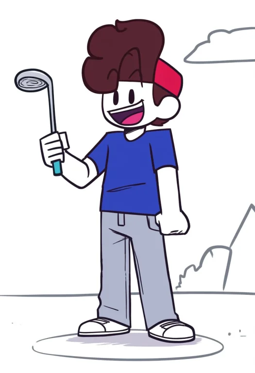 Newstylebrody, 1boy, Solo, Brown Hair, Black Eyes, Red Hat,...