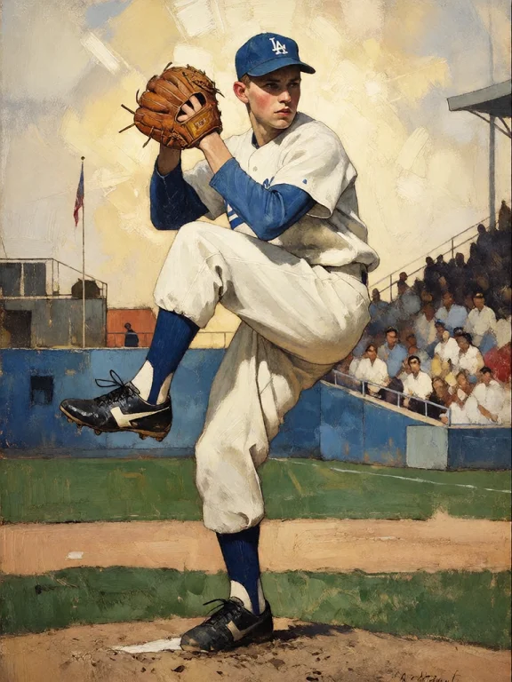 Bradhamel Art Style. A Dynamic, Mid-pitch Action Shot Of A Y...