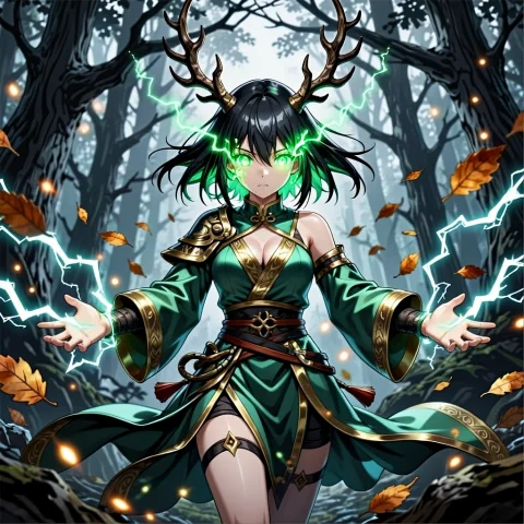 Anime Art Of Epic Shot Of Keyleth Of The Air Ashari, Antlers... — Stable Diffusion AI Prompt: anime art of Epic shot of Keyleth of the Air Ashari, antlers on her head, eyes g...