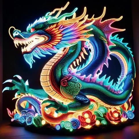 Intricate, Detailed, Dragon1.5, Colorful Led Lights — SDXL AI Prompt: intricate, detailed, ((dragon:1.5)), colorful LED lights