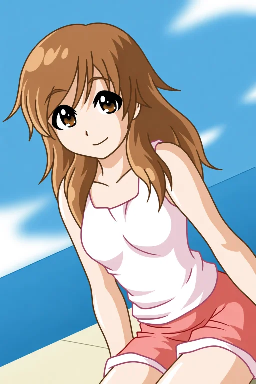 C1nd, 1girl, Solo, Outside, Female Focus, Dutch Angle, Sitti...