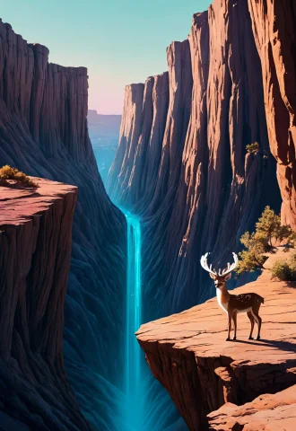 A Vast Canyon Painted In Pastel Colors With Translucent Brid... — Stable Diffusion AI Prompt: A vast canyon painted in pastel colors with translucent bridges between cliffs,...