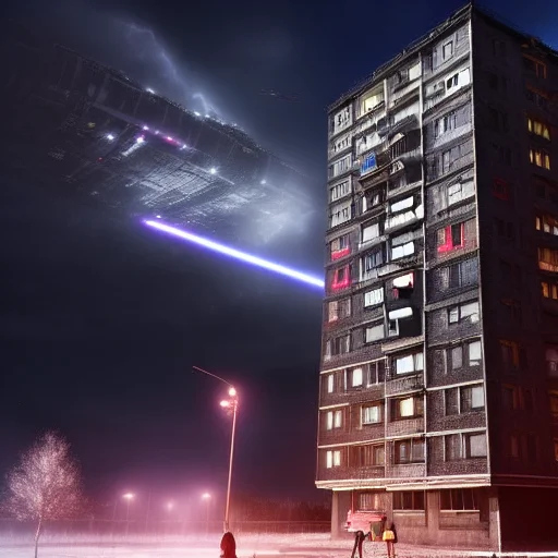 Khrushchevka Building1.2, Cinematic Lighting, Dramatic Shot,...