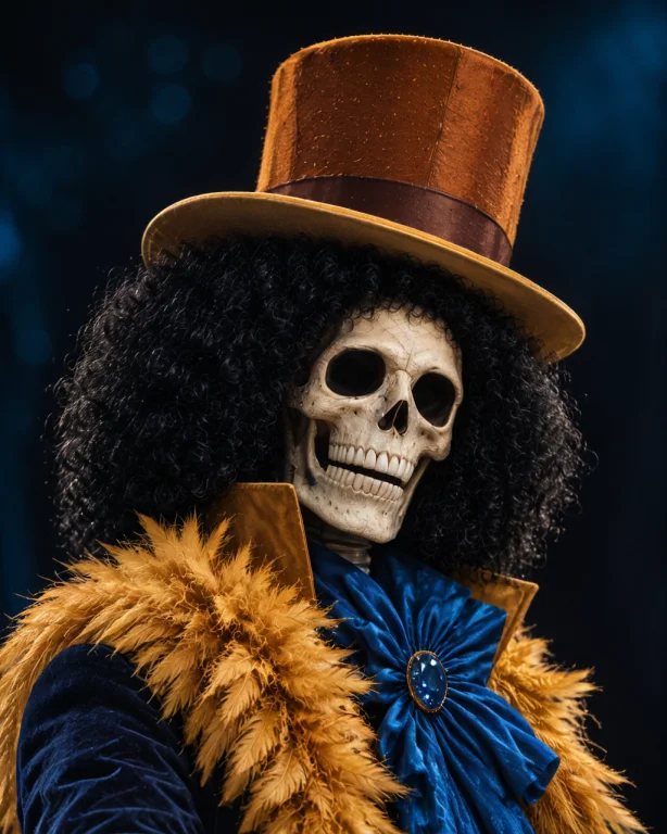 Cinematic Film Still Grook,top Hat,voluminous Curly Wig,fur-...